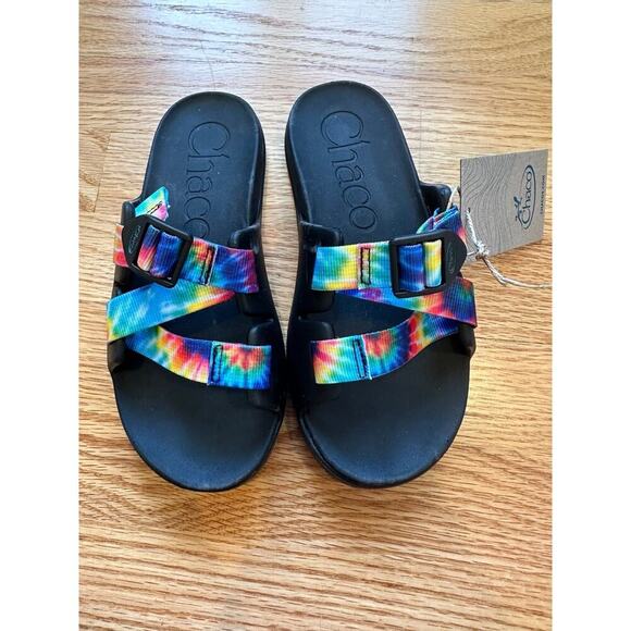 NEW Chacos Chillos Big Kids Dark Tie Dye Slide Sandals, Sz 3, Unisex (C109) - Picture 3 of 6